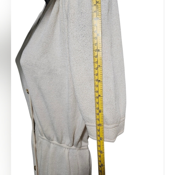 80s St. John Cream Sweater Knit Dress W Belt 6 - Picture 7 of 14